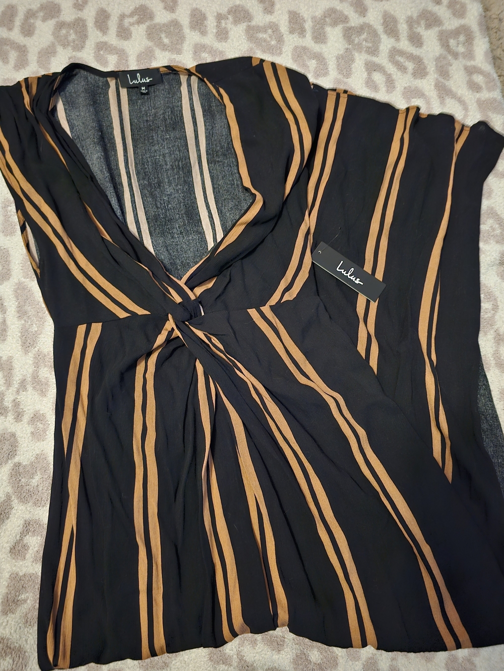 Lulu's Black Striped V-Neck Swim Cover-Up